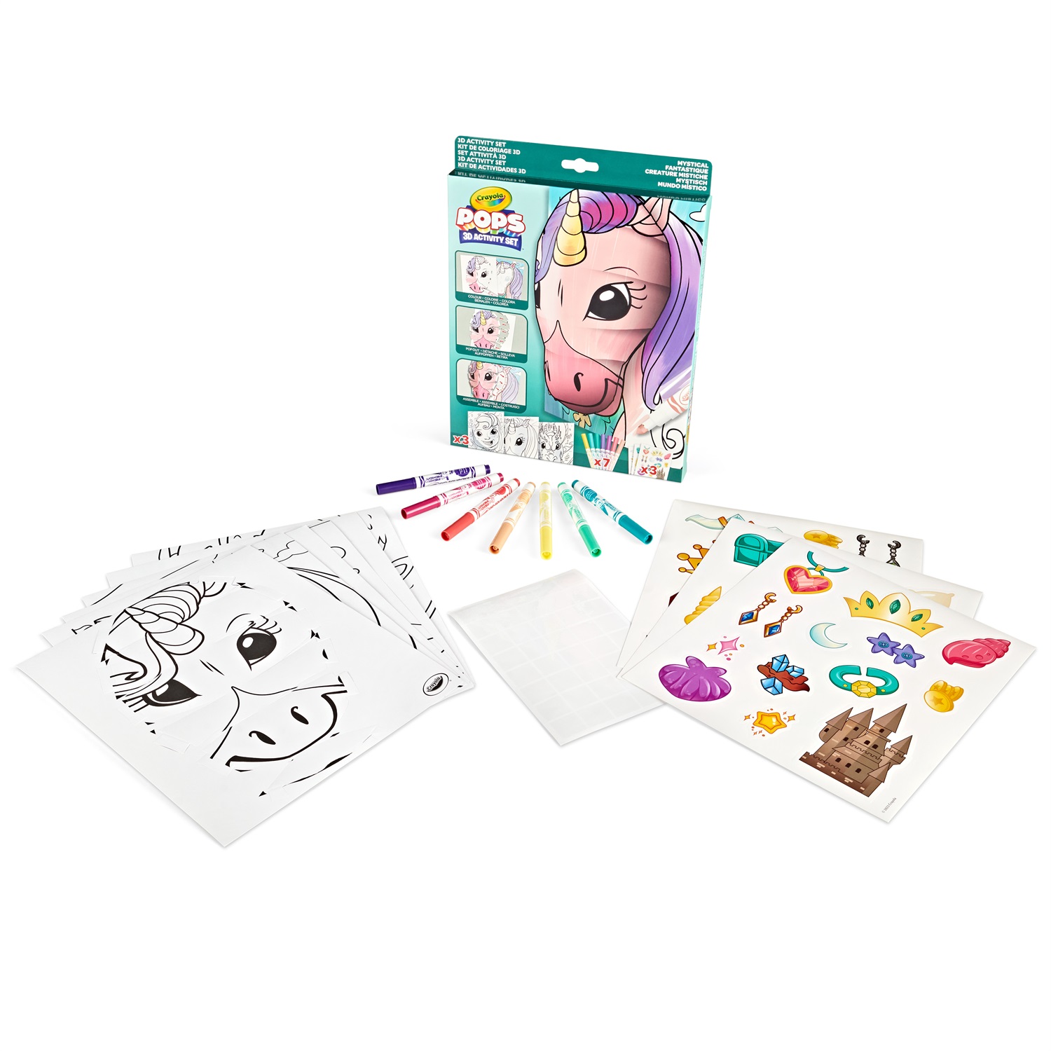 Crayola POPS 04-2803 - Set Attività 3D per Colorare e Creare Creature Mistiche, Regalo Creativo per Bambini dai 6 Anni