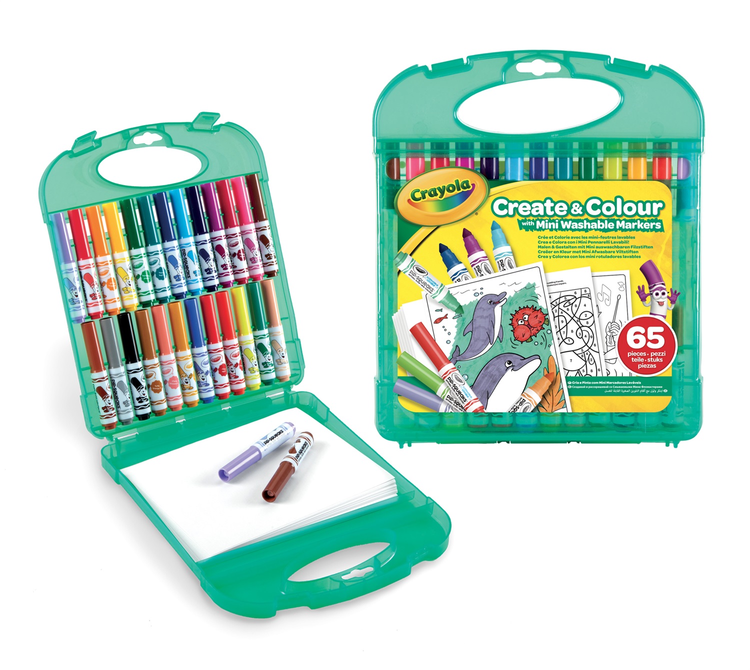 Crayola Kit di Attività Manuali per Bambini - Valigetta con 65 Pezzi, Pennarelli Lavabili e Carta Bianca, Età 4