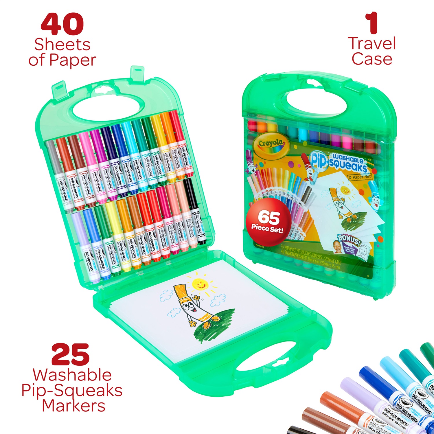 Crayola Kit di Attività Manuali per Bambini - Valigetta con 65 Pezzi, Pennarelli Lavabili e Carta Bianca, Età 4