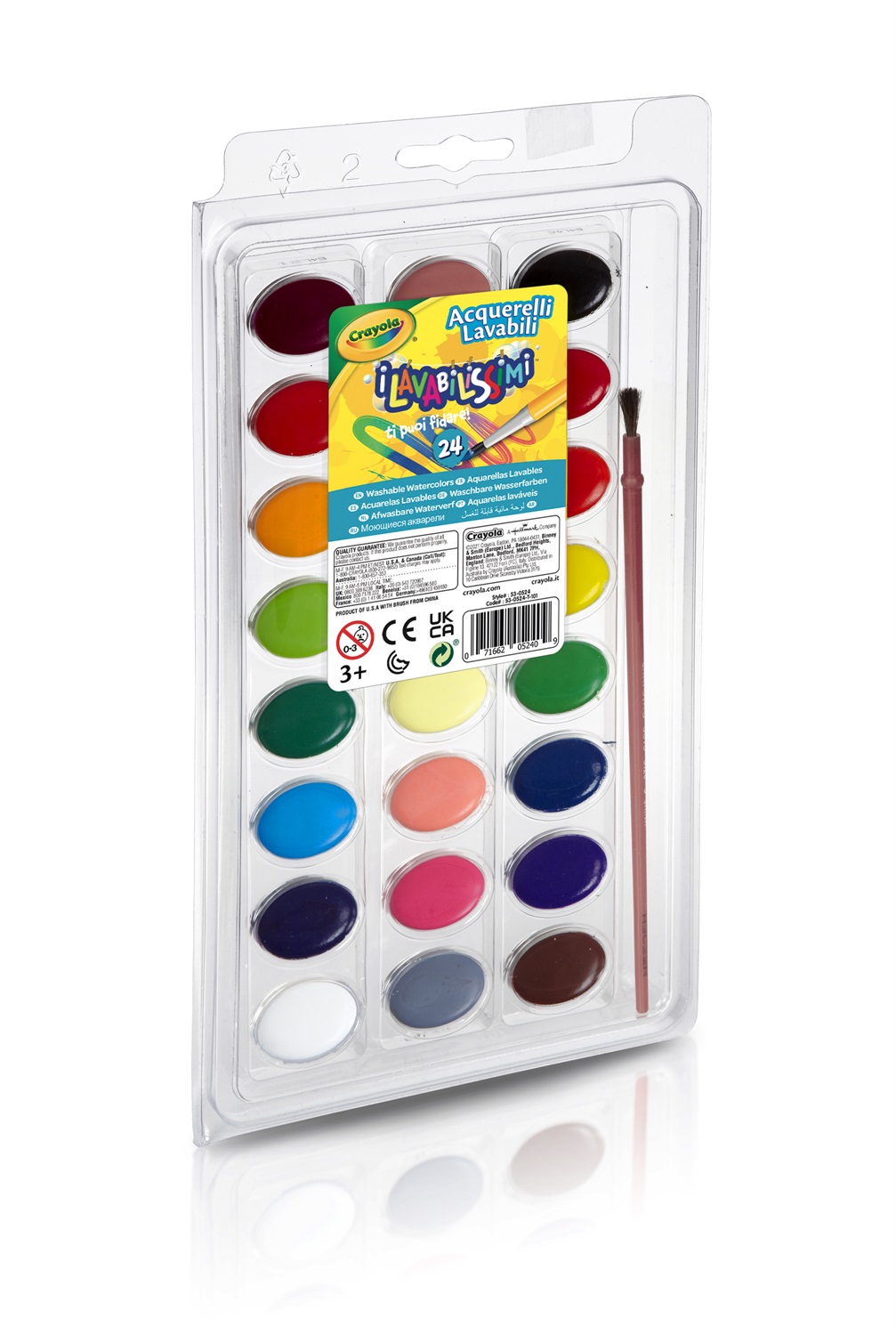 Crayola I Lavabilissimi Acquerelli Lavabili 24 Colori Assortiti con Pennello