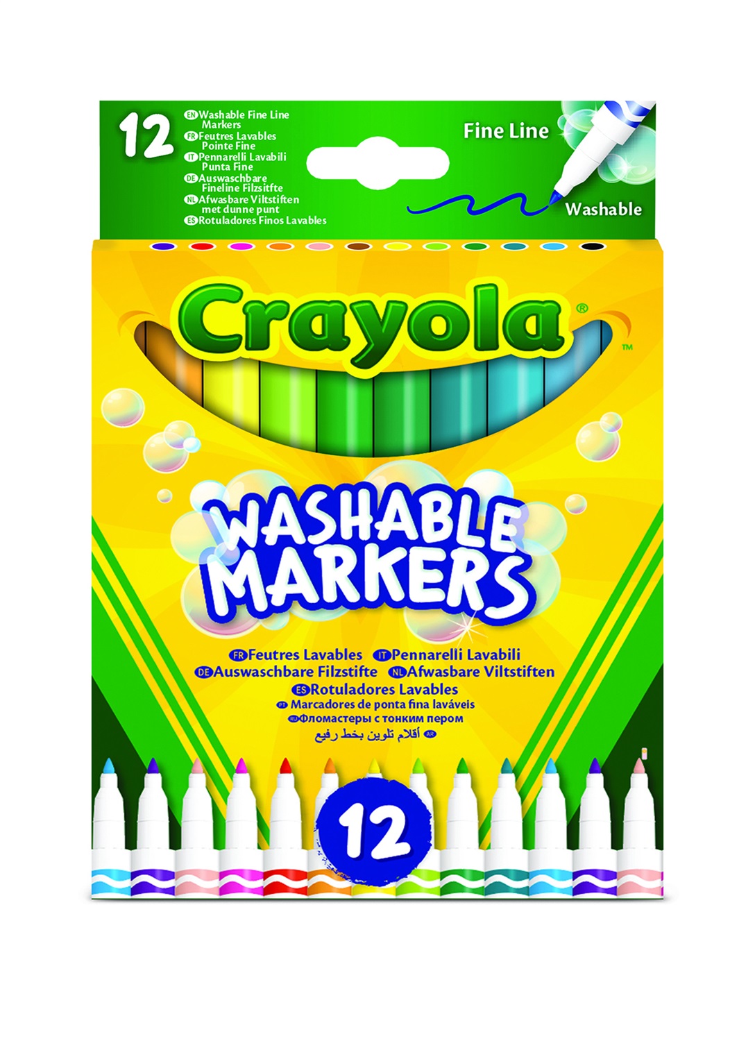 Crayola 58-6671 - Set di 12 Pennarelli Lavabili Punta Fine Ultra Lavabili, Colori Assortiti