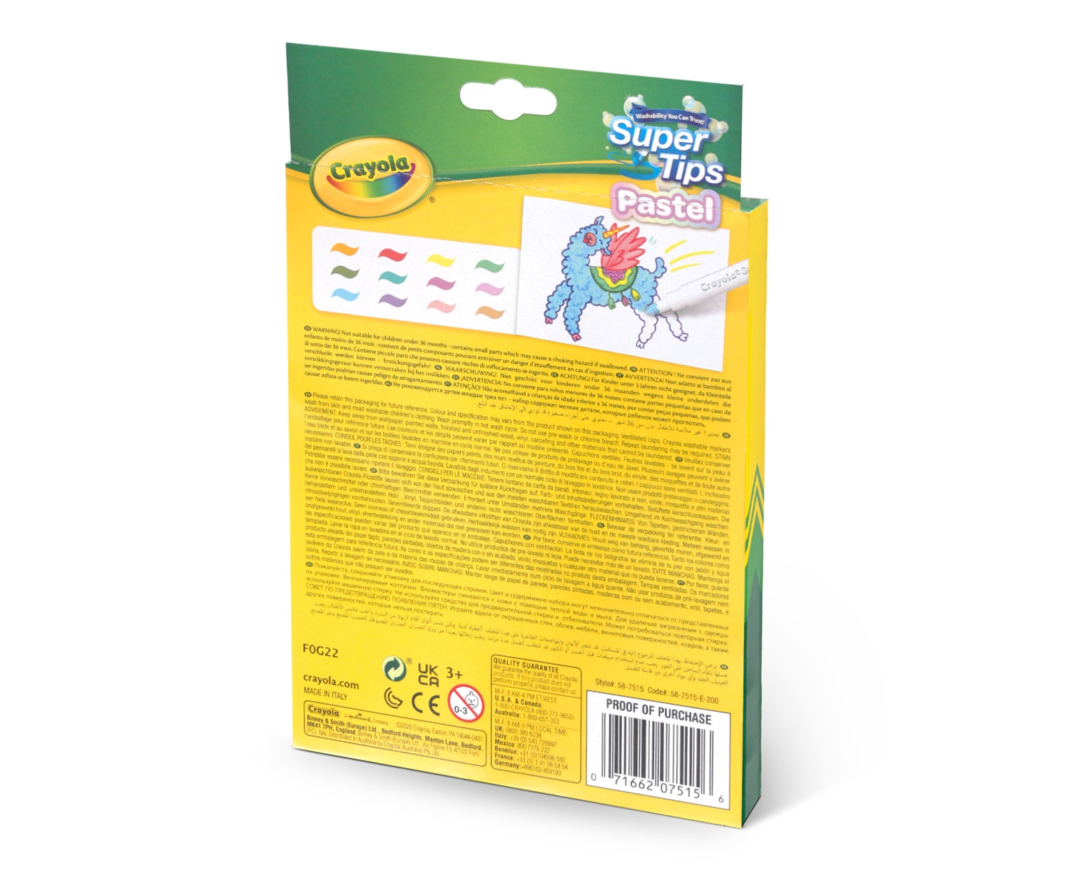 Crayola 58-7515 Pennarelli Superpunta Lavabili Colori Pastello, Set da 12 Unità per Scuola e Tempo Libero
