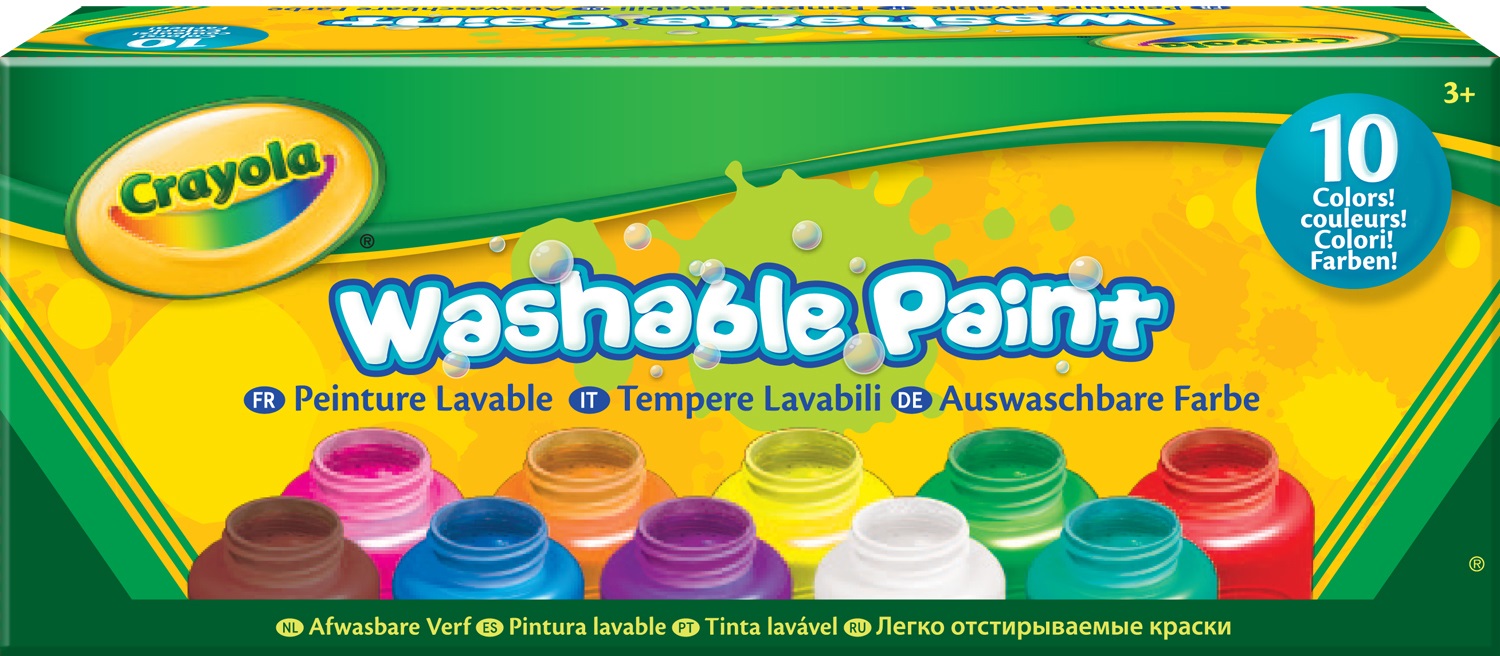 Crayola Tempere Lavabilissimi - 10 Flaconcini da 59 ml, Facili da Lavare, Atossiche, Pronte all'Uso