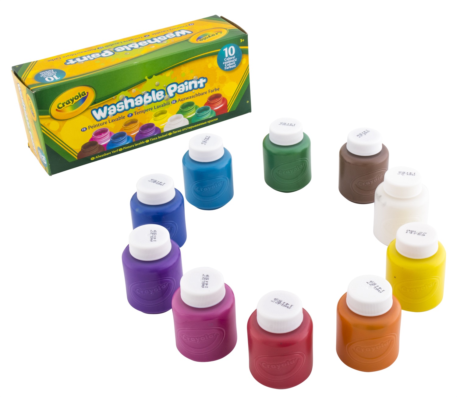Crayola Tempere Lavabilissimi - 10 Flaconcini da 59 ml, Facili da Lavare, Atossiche, Pronte all'Uso