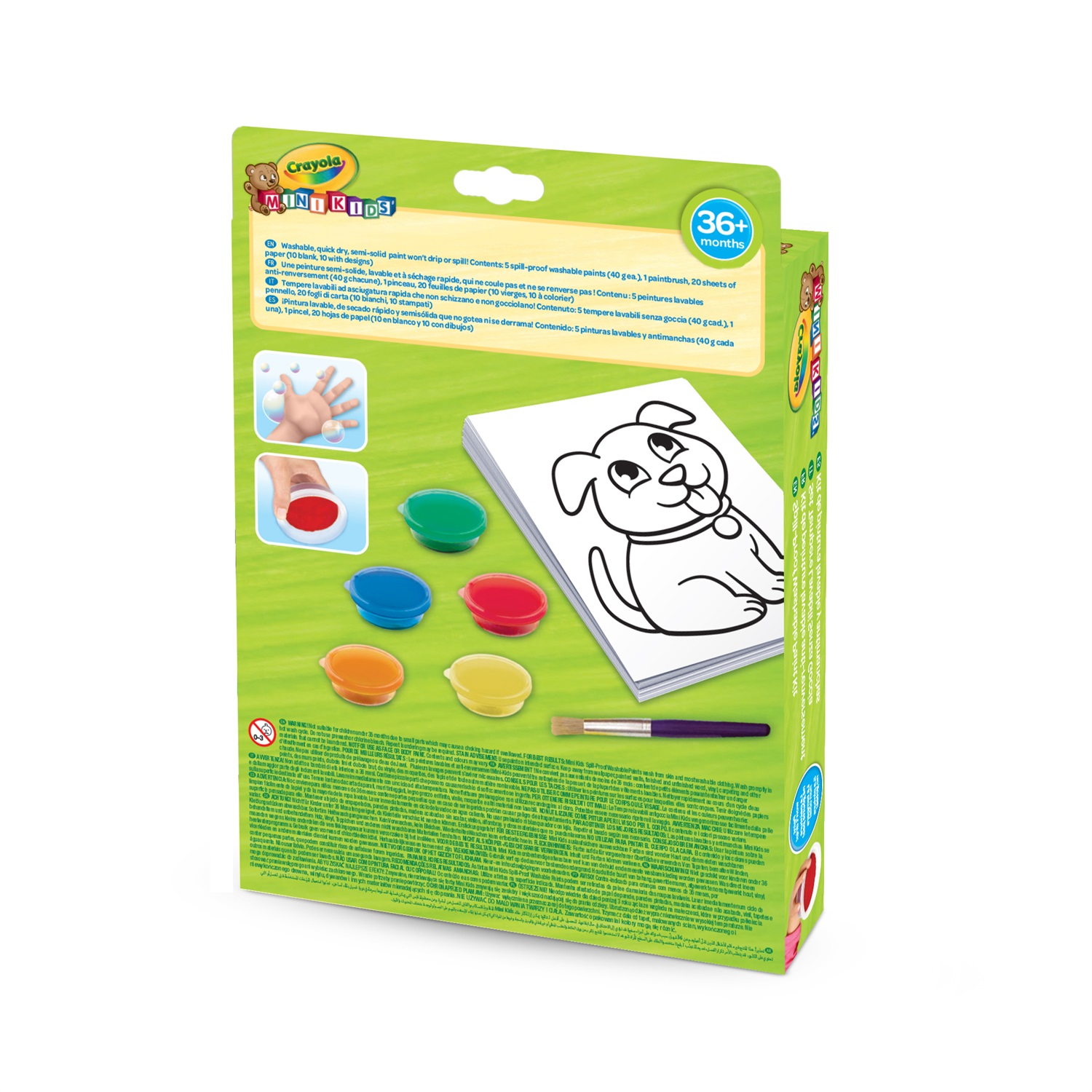 Crayola Set di Tempere Lavabili Senza Goccia - 5 Barattolini per Bambini (36 mesi - 5 anni)