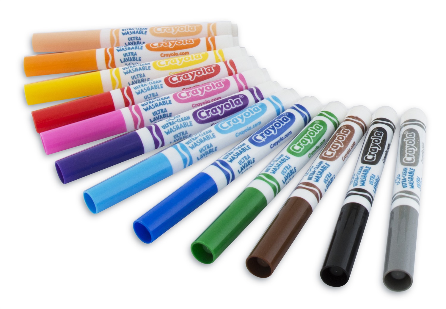 Crayola 12 Pennarelli Lavabili con Punta Maxi in Fibra Super-Resistente - Colori Assortiti, Doppio Tratto, Età 3 , Confezione da 12