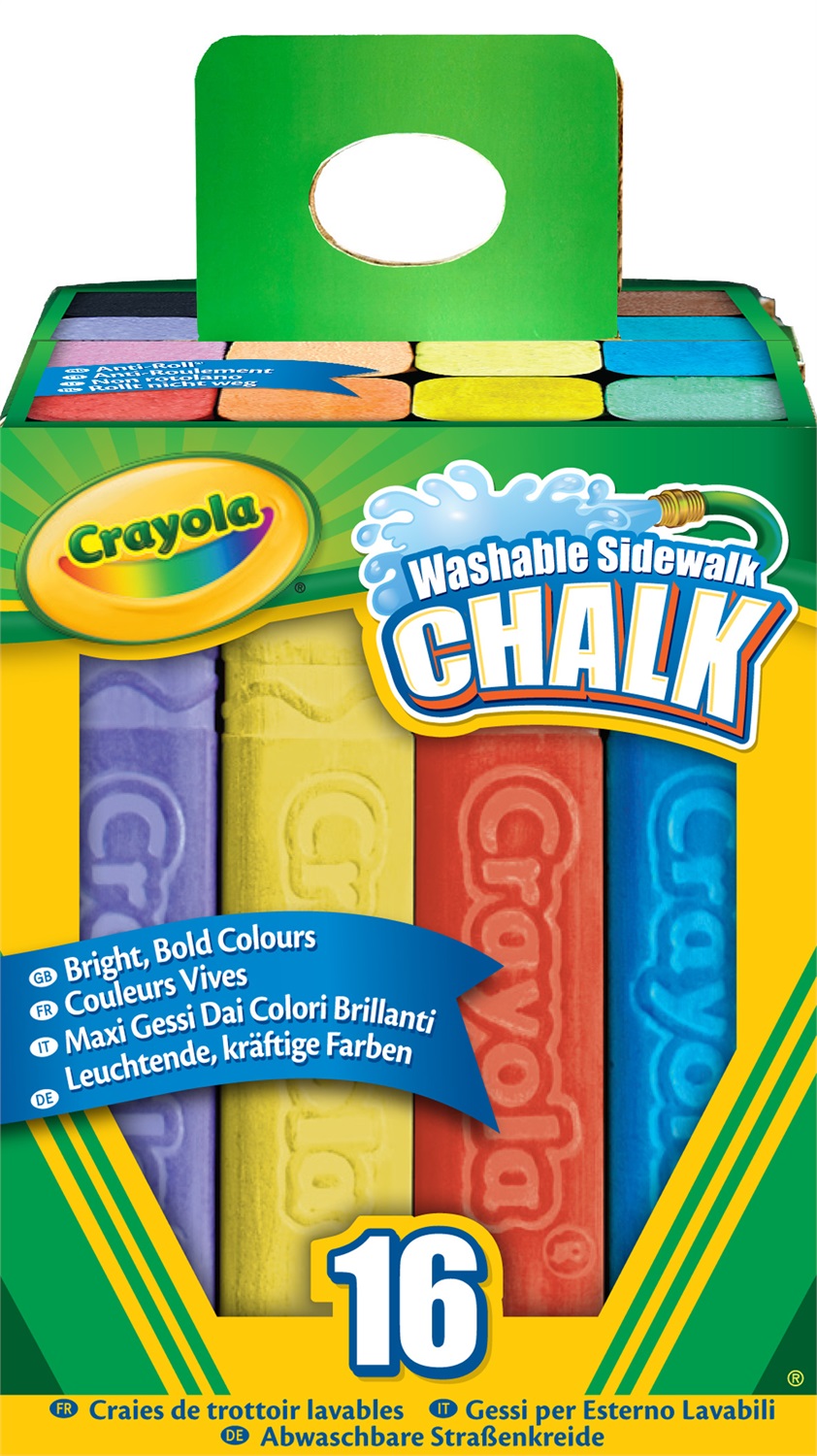 Crayola Gessetti Lavabili per Esterno 16 Pezzi - Colori Brillanti per Marciapiedi e Attività all'Aperto