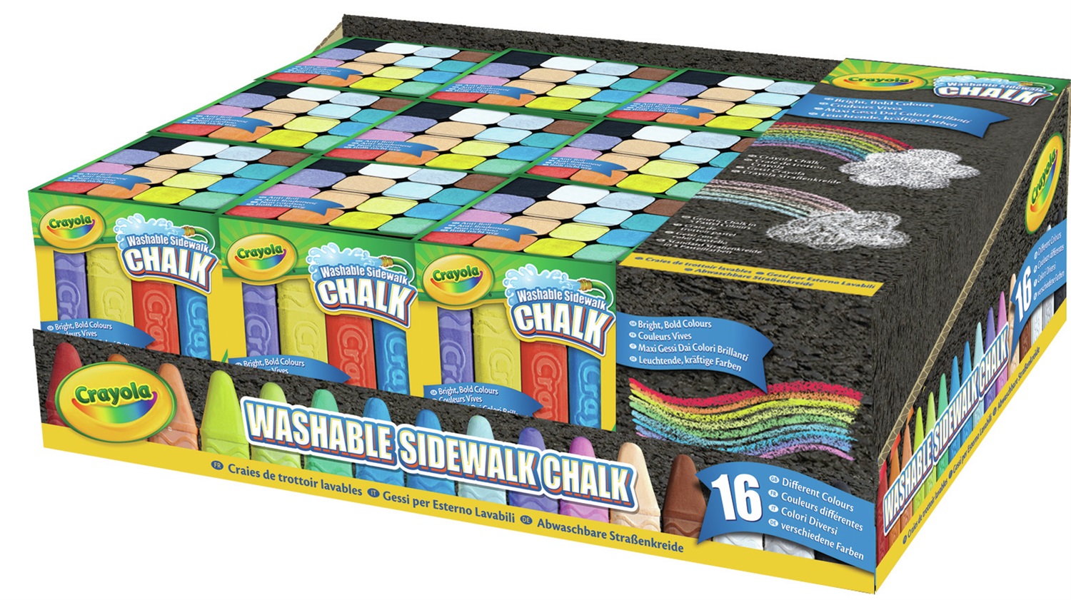 Crayola Gessetti Lavabili per Esterno 16 Pezzi - Colori Brillanti per Marciapiedi e Attività all'Aperto