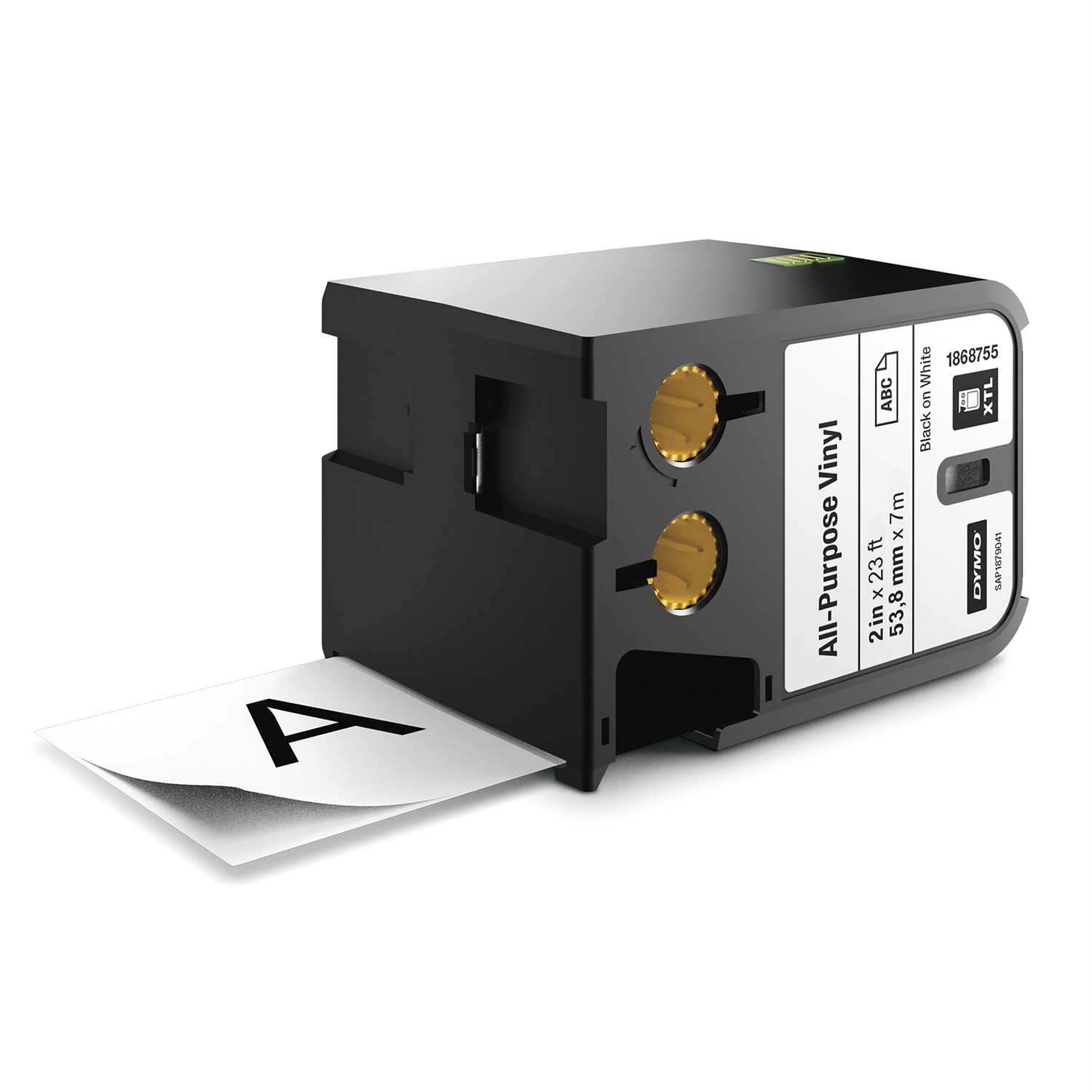 DYMO Nastro per Etichettatrice Vinile Multiuso 54 mm x 7 m, Nero su Bianco, Resistente a Umidità e Sostanze Chimiche