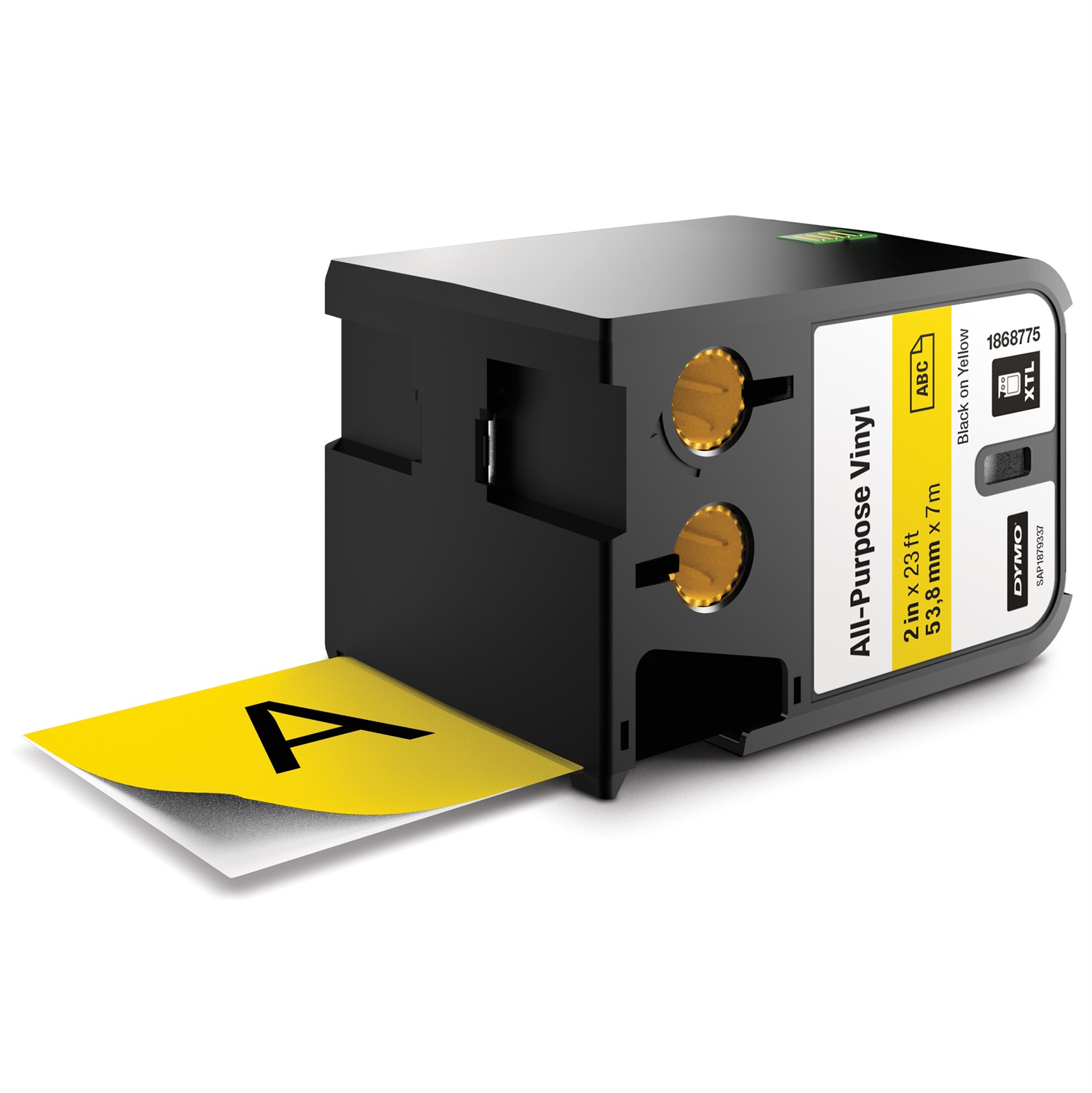 Dymo 1868775 Nastro in Vinile Multiuso 54mm x 7m - Nero su Giallo, Resistente a Umidità e Raggi UV