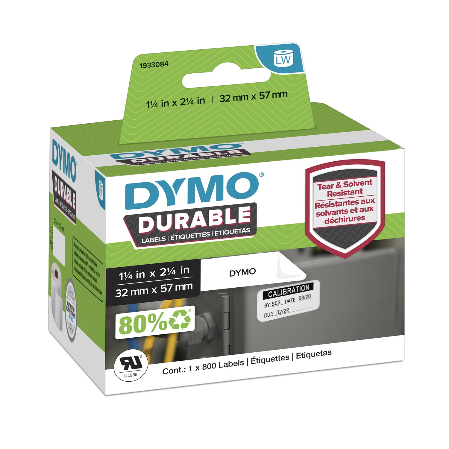 Dymo Etichette Durable per Indirizzo - 57 x 32 mm - Bianco - Rotolo di 800 - 1933084