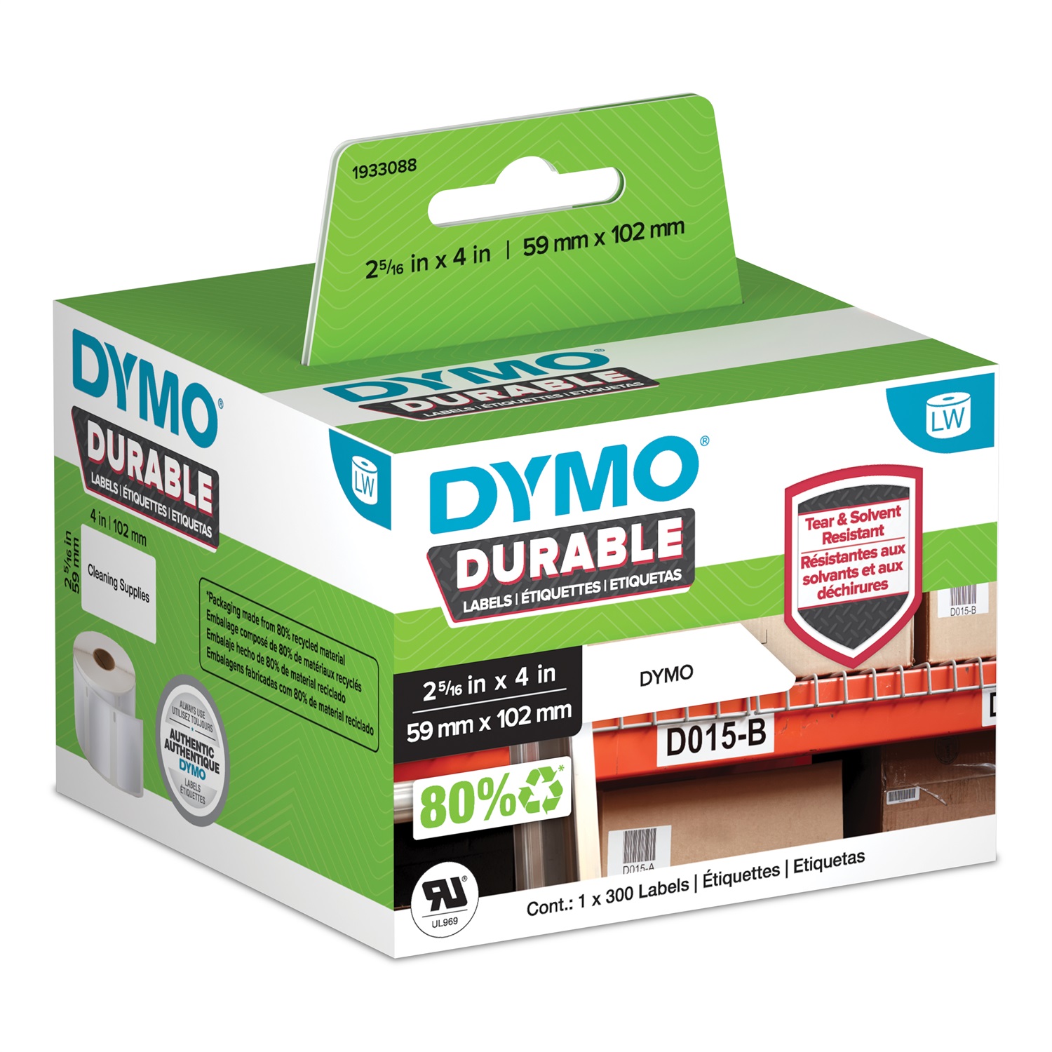 Dymo 1933088 - Etichette per Indirizzo Bianche - 59 x 102 mm - Rotolo da 300 - Resistenti e Durature