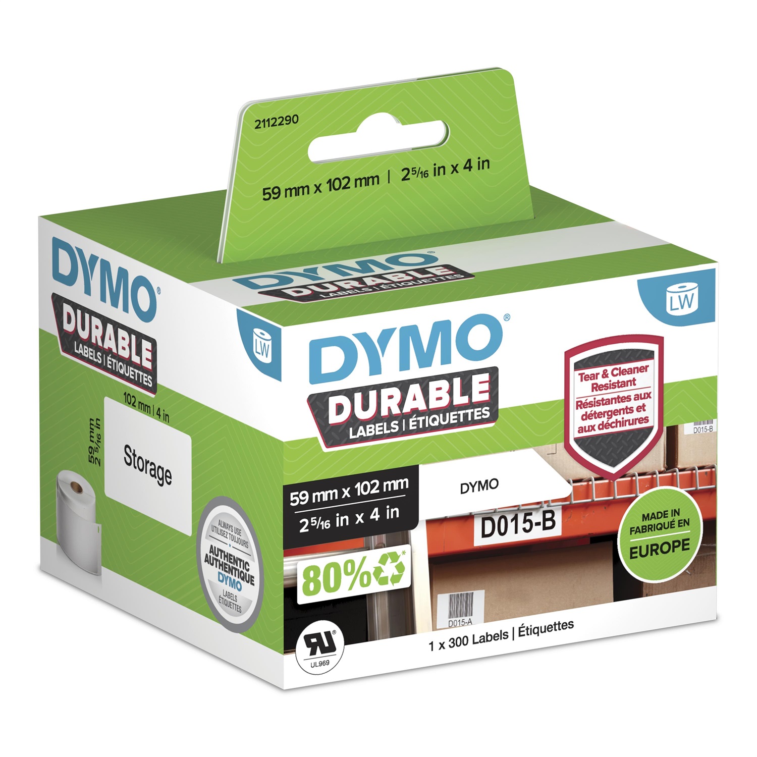 Dymo 1933088 - Etichette per Indirizzo Bianche - 59 x 102 mm - Rotolo da 300 - Resistenti e Durature