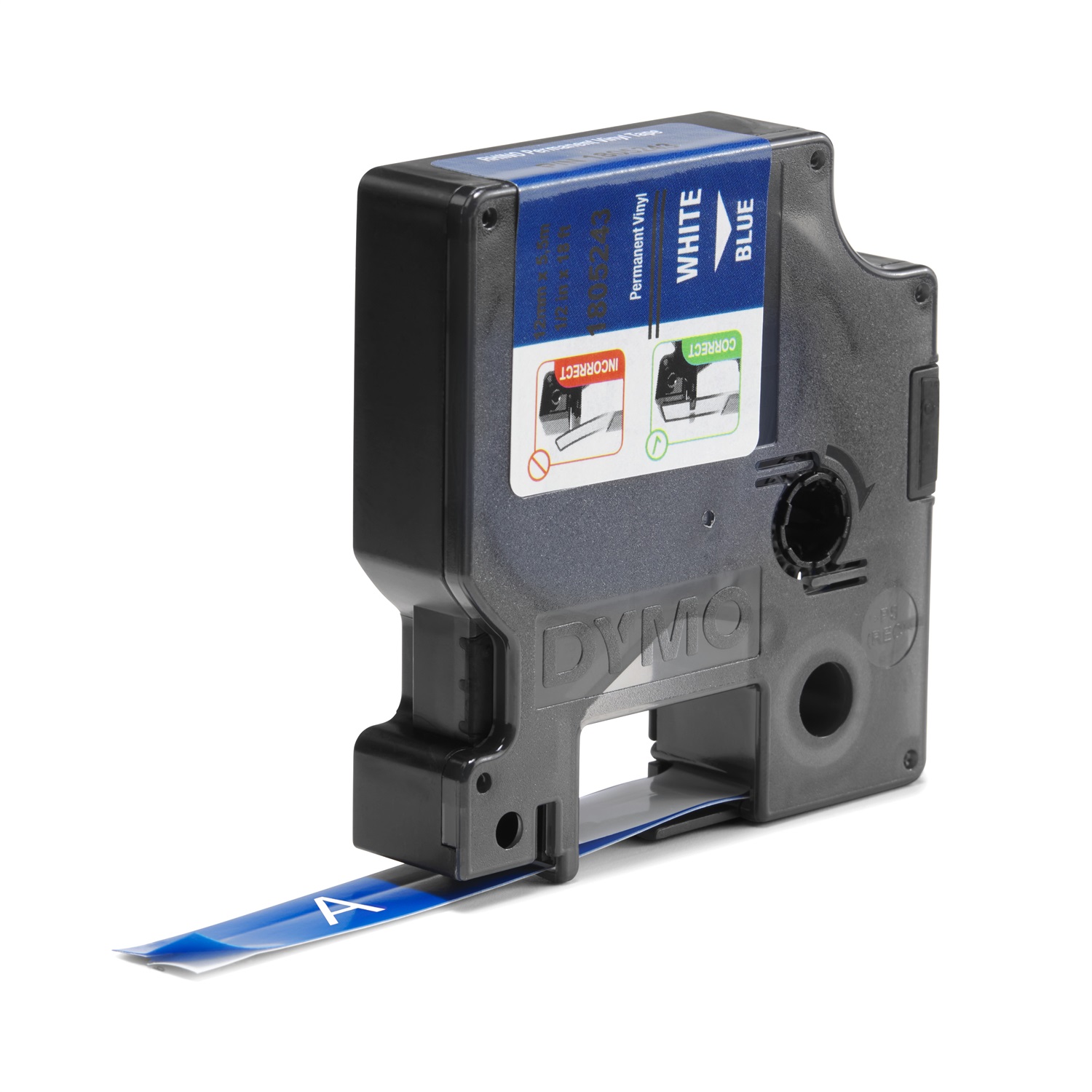 Dymo Nastro Etichette in Vinile Bianco/Blu e Arancione - 12mm x 5,5m e 19mm