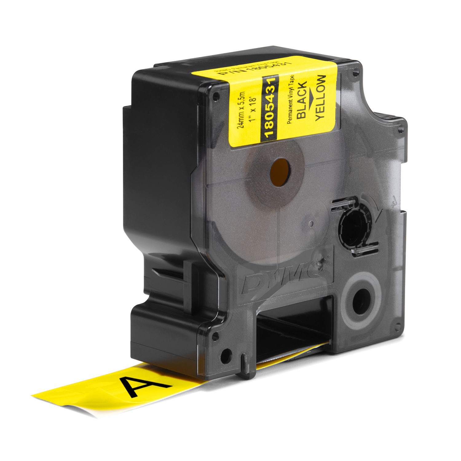 DYMO Nastro in Vinile 24mm x 5.5m - Nero su Giallo, Certificato UL 969