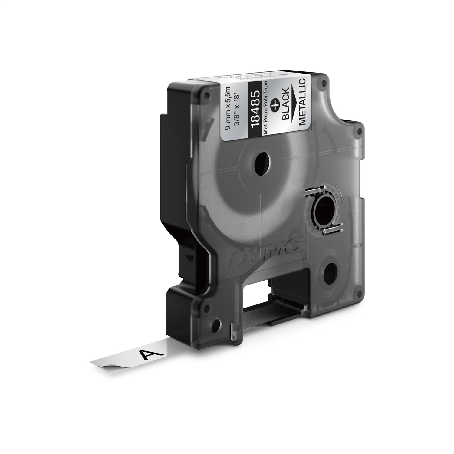 DYMO Nastro in Poliestere Permanente 9 mm x 5.5 m - Nero su Metallizzato, Resistente da -40 a 150 °C, UL 969