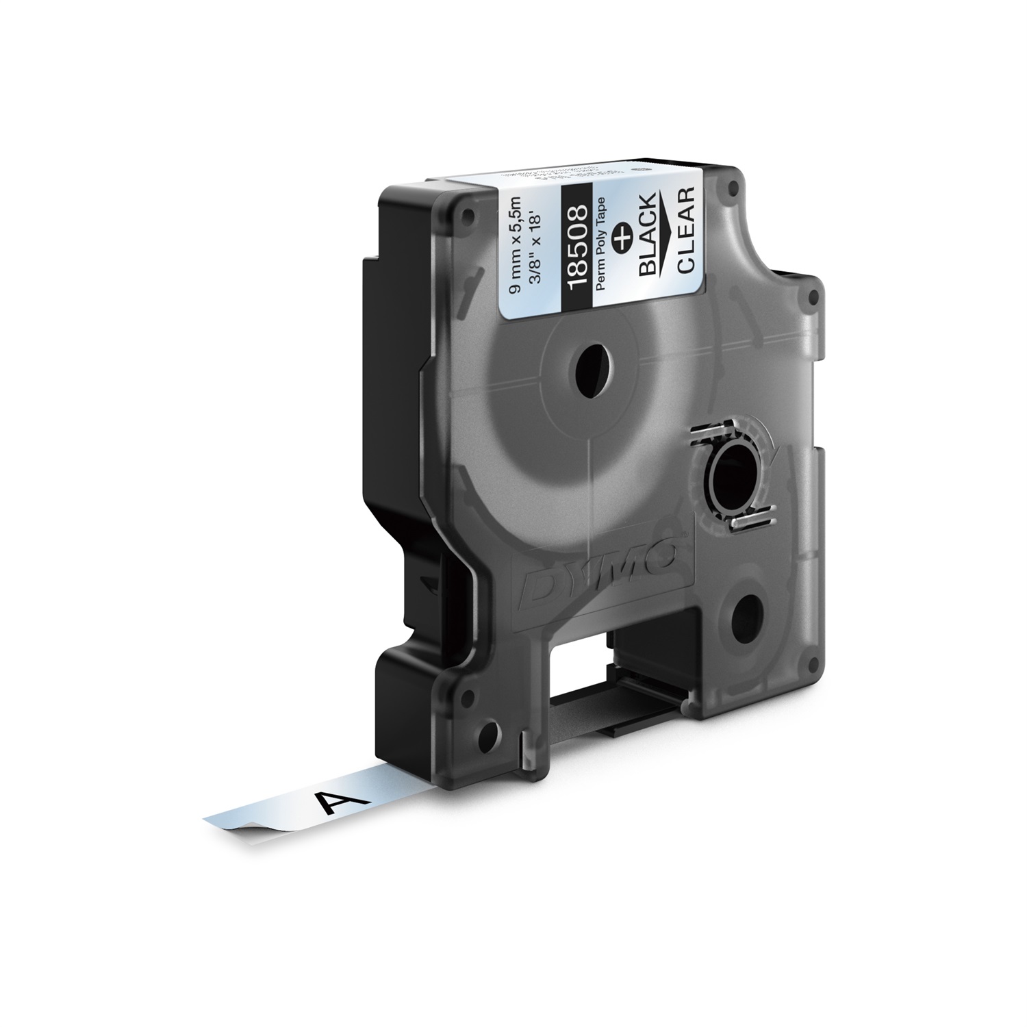 Dymo 18508DMO Nastro per Etichettatrice D1 9mm x 5.5m in Poliestere Nero su Trasparente