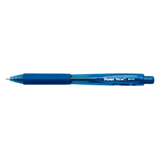 Pentel BK440 Wow Penna a Sfera Blu - 12 Pezzi, Punta 1,0 mm, Fusto Triangolare Ergonomico con Grip in Gomma