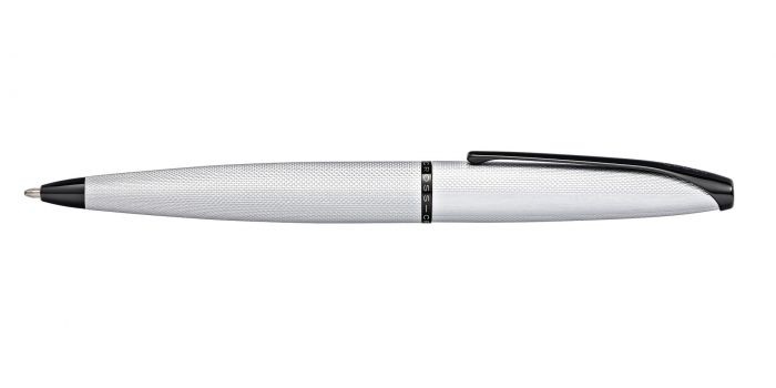 Cross ATX Penna a Sfera Cromata Spazzolata con Appuntamenti in Pvd Nero Lucido - Confezione Regalo Premium