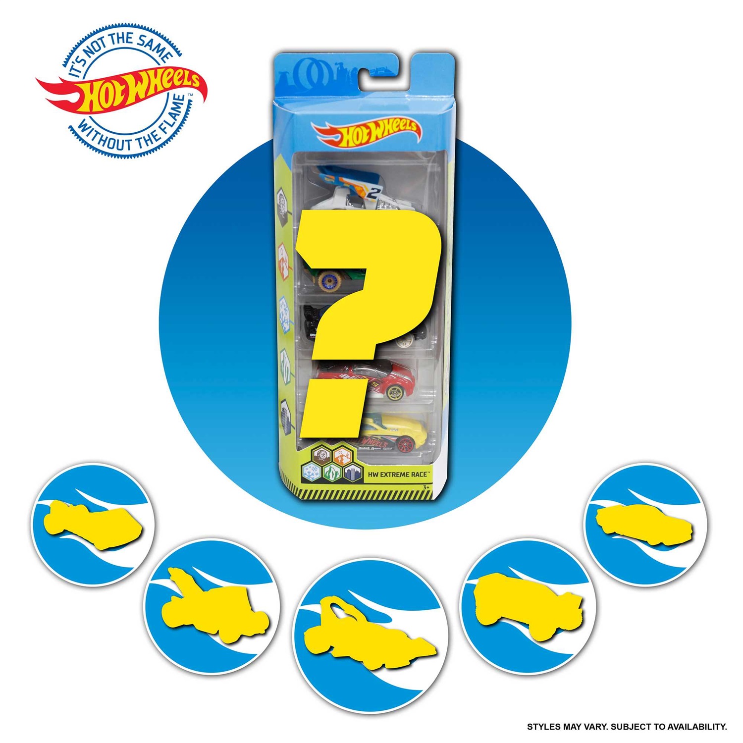 Mattel Hot Wheels Confezione da 5 Veicoli Assortiti in Scala 1:64 con Dettagli Autentici - Giocattolo per Bambini 3 Anni
