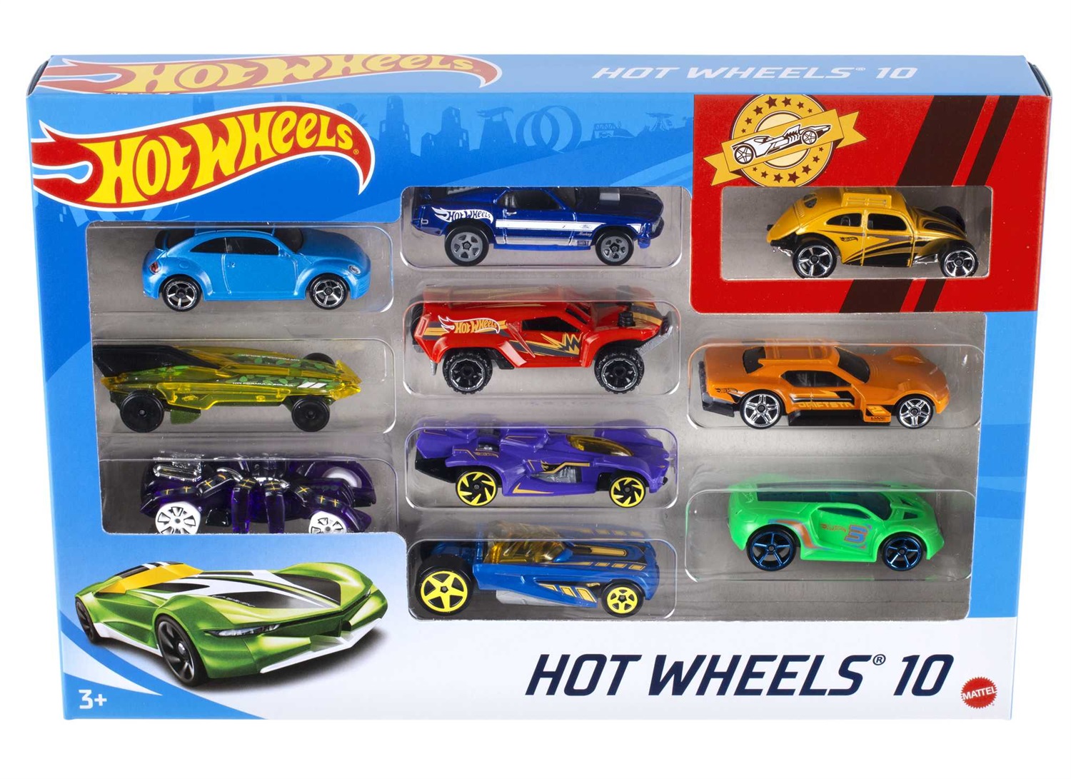 Hot Wheels Confezione da 10 Macchinine Assortite in Scala 1:64 - Ideale per Bambini dai 3 Anni