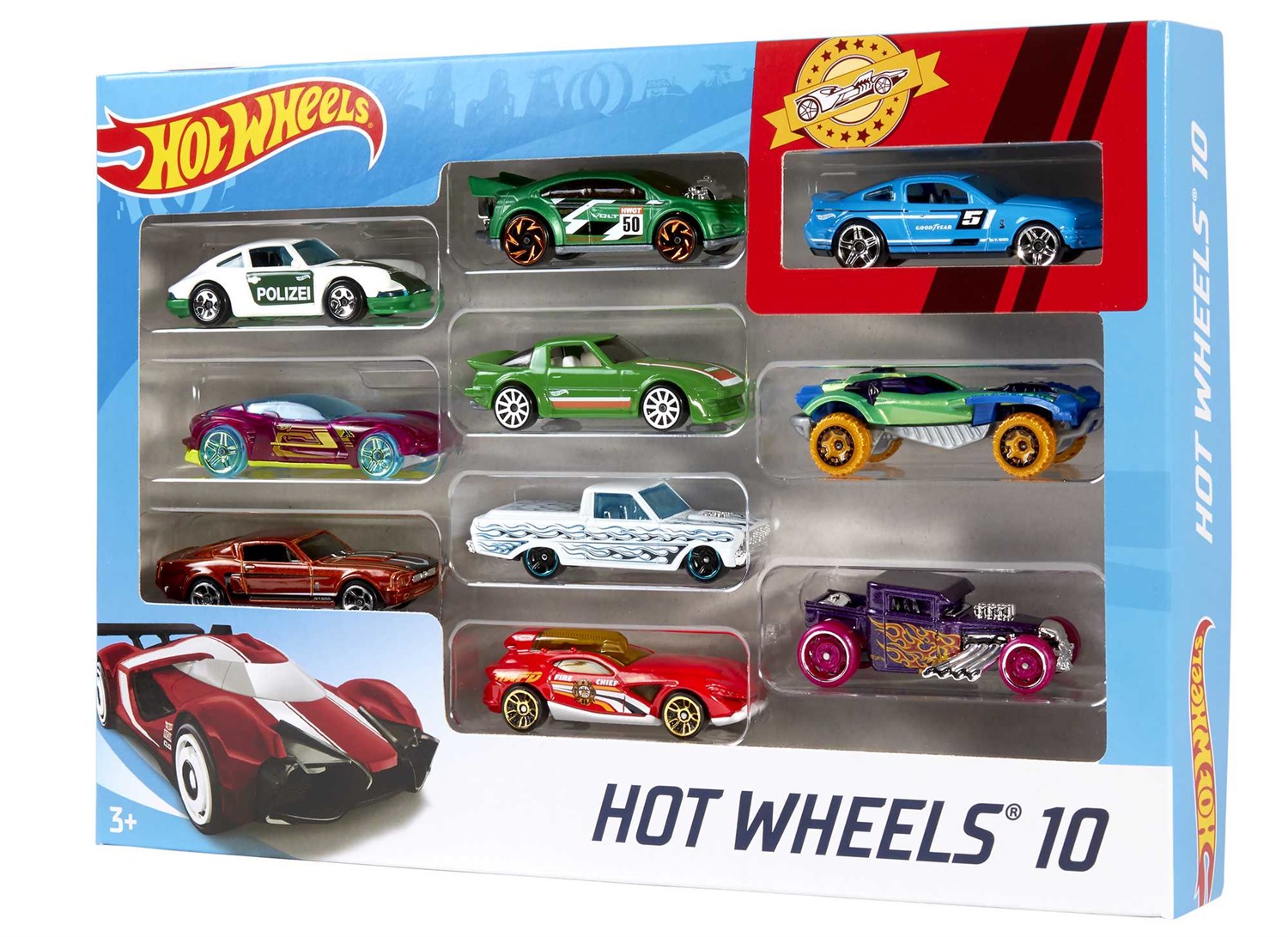 Hot Wheels Confezione da 10 Macchinine Assortite in Scala 1:64 - Ideale per Bambini dai 3 Anni
