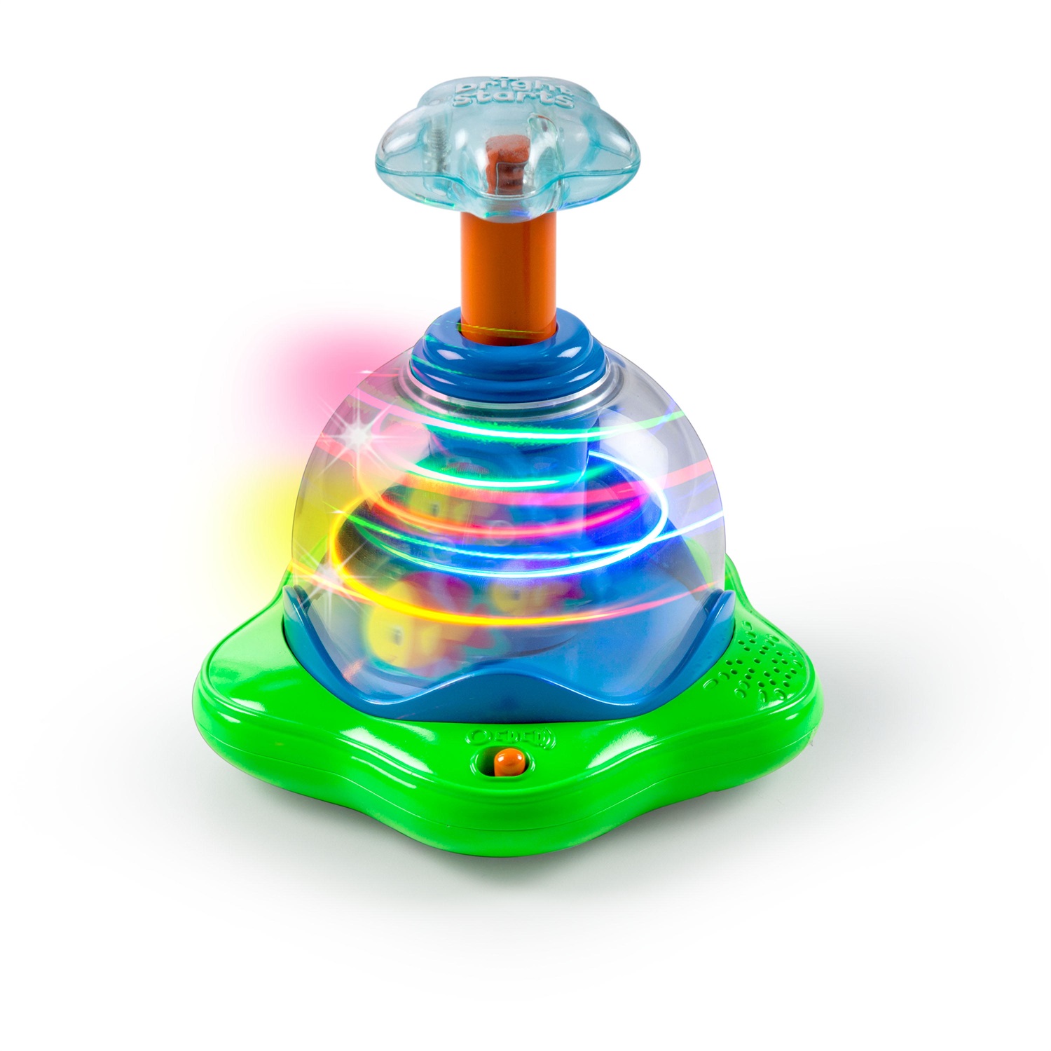 Bright Starts Press & Glow Spinner - Giocattolo Musicale Interattivo per Bambini 6 Mesi con Luci e Melodie