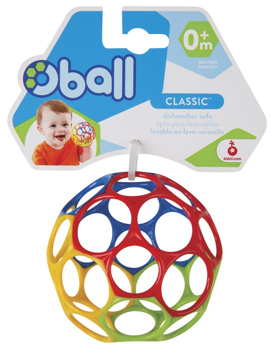 Bright Starts Oball Classic - Palla Morbida e Flessibile con 32 Fori per una Facile Presa, Giocattolo Sensoriale per Bambini di Tutte le Età