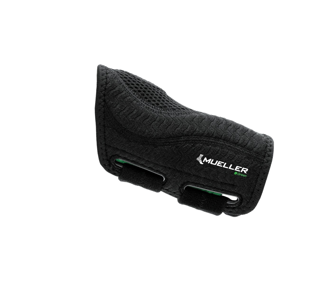 Mueller Greenline Fitted Wrist Brace - Supporto Polso Sinistro S/M, Nero, Tessuto Morbido e Traspirante con Stecca Integrata