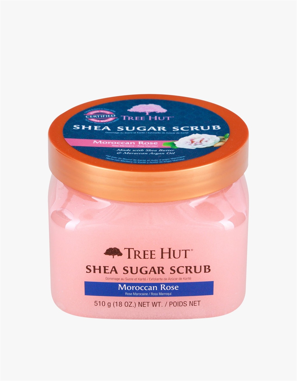 Tree Hut Scrub allo zucchero di karitè marocchino 510 g - Esfoliante per il corpo con profumo di Rosa del Marocco