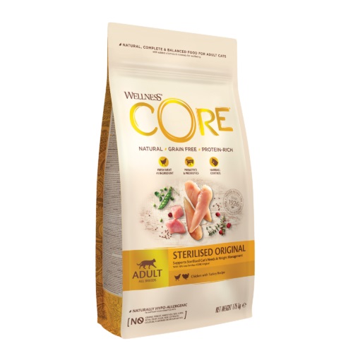Wellness Core Sterilised Original - Crocchette Naturali per Gatti Sterilizzati con Tacchino e Pollo, 1,75 kg