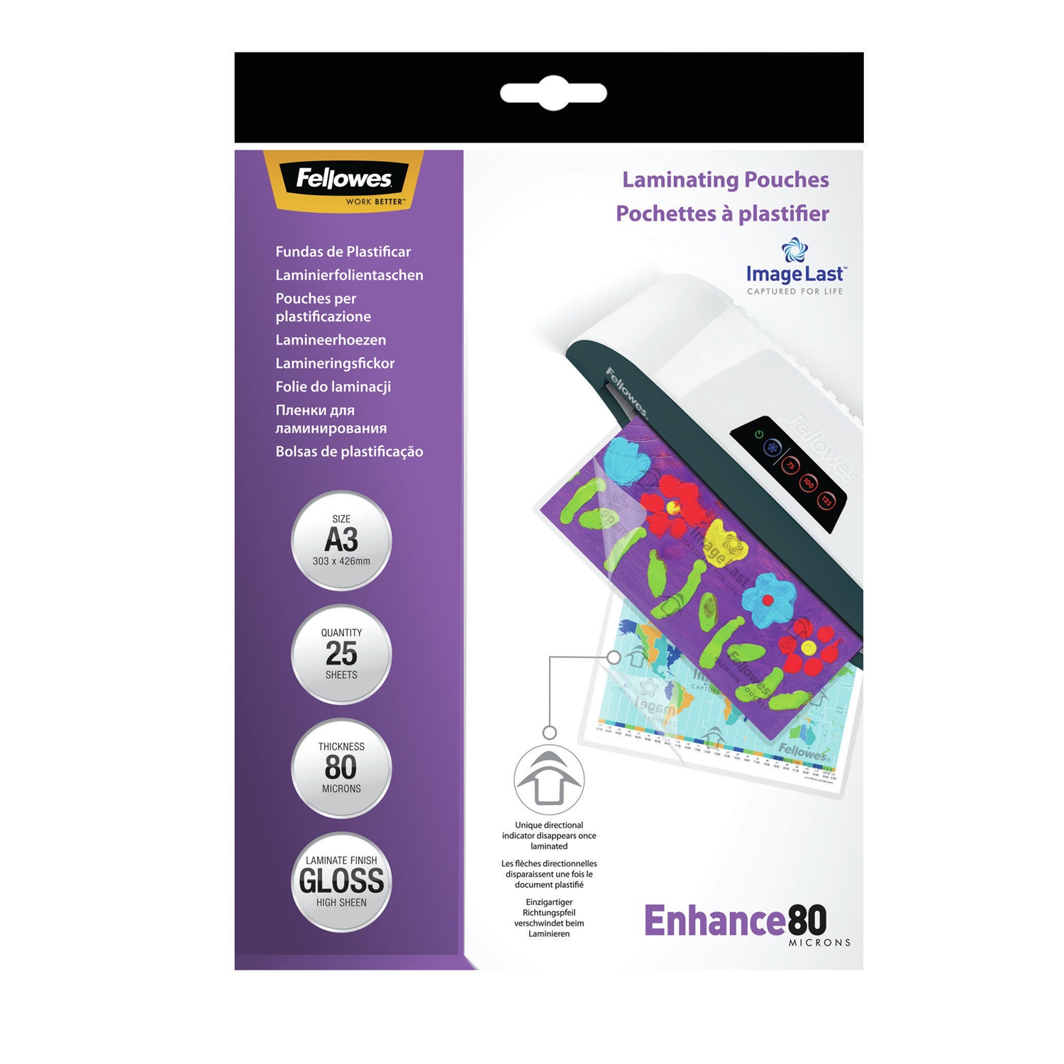 Fellowes CF25ENHANCE80 Pouches Lucide A3 80 Micron - Confezione da 25