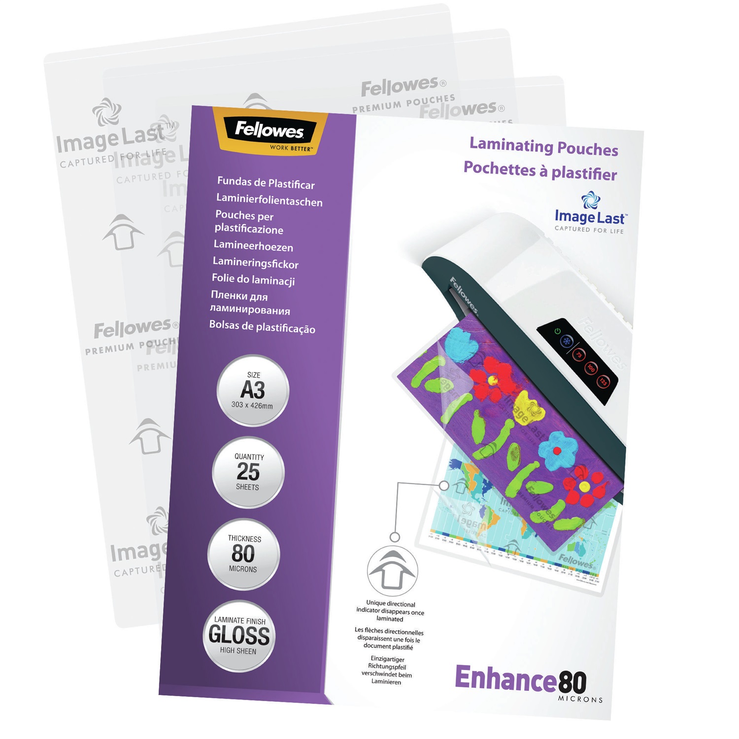 Fellowes CF25ENHANCE80 Pouches Lucide A3 80 Micron - Confezione da 25