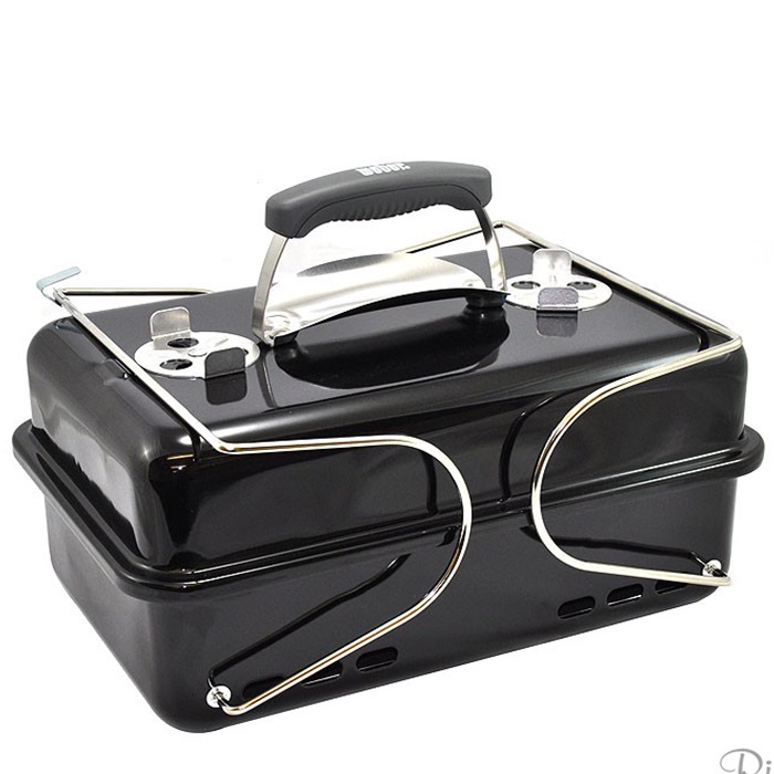 Weber Go-Anywhere Barbecue a Carbone Portatile - Area di Cottura 42x26 cm, Coperchio e Ciotola Smaltati, Piedini Pieghevoli, Maniglie in Nylon Rinforzato