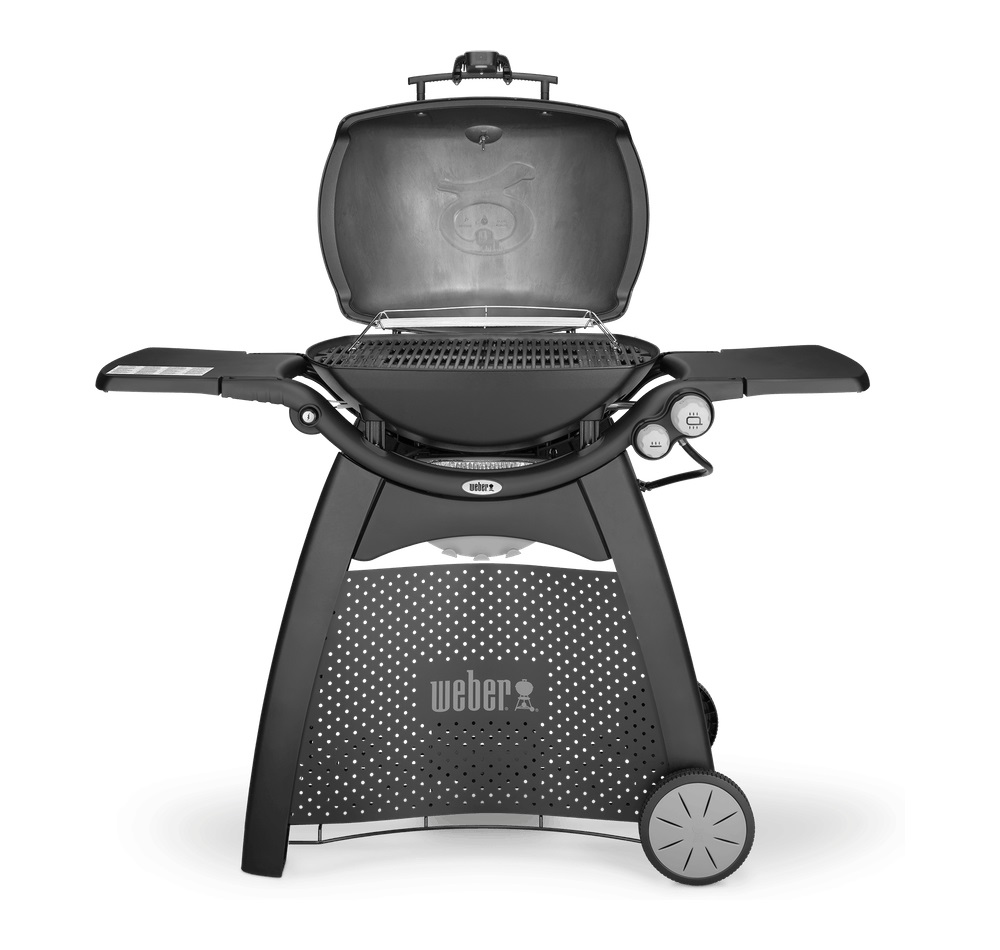 Weber Q 3200 - Barbecue a Gas con 2 Bruciatori, Superficie di Cottura 63 x 45 cm, Carrello e Ripiani Laterali Ripiegabili, Termometro e Lampada, Nero