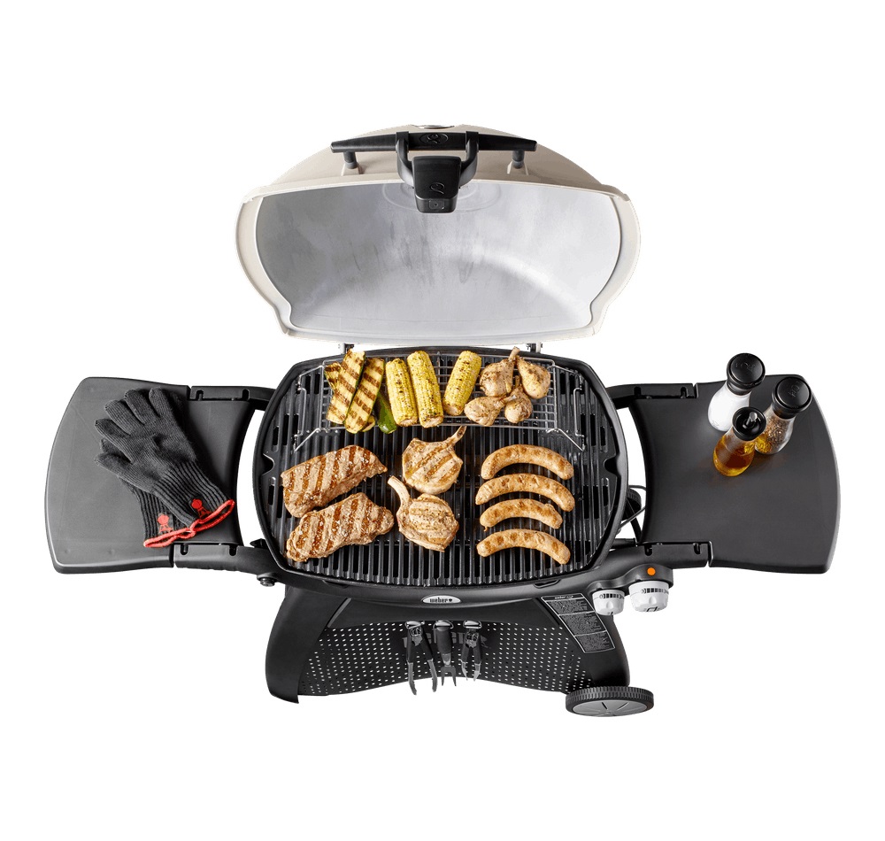 Weber Q 3200 - Barbecue a Gas con 2 Bruciatori, Superficie di Cottura 63 x 45 cm, Carrello e Ripiani Laterali Ripiegabili, Termometro e Lampada, Nero