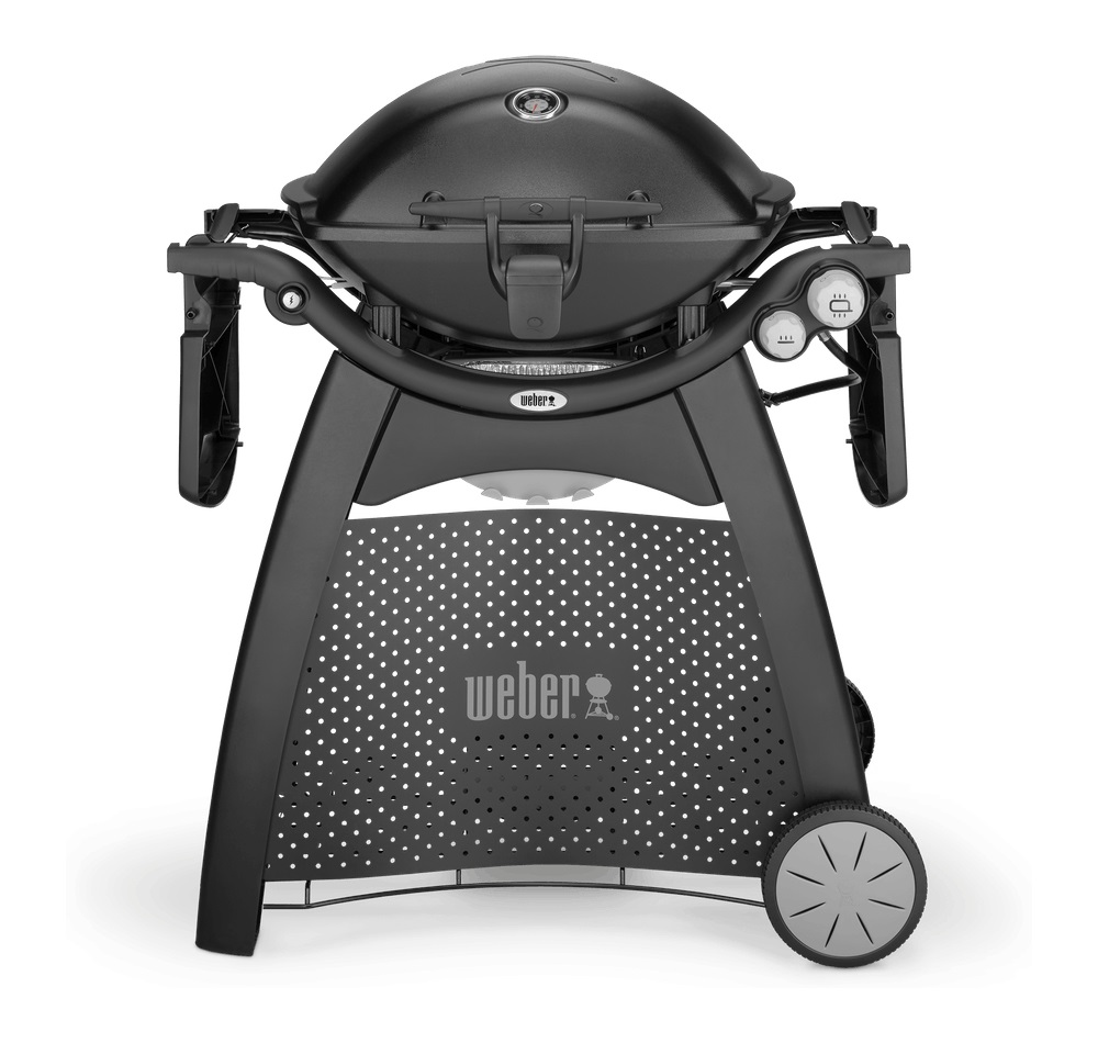 Weber Q 3200 - Barbecue a Gas con 2 Bruciatori, Superficie di Cottura 63 x 45 cm, Carrello e Ripiani Laterali Ripiegabili, Termometro e Lampada, Nero