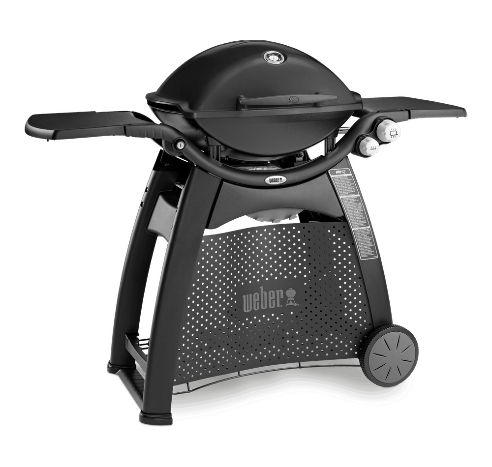 Weber Q 3200 - Barbecue a Gas con 2 Bruciatori, Superficie di Cottura 63 x 45 cm, Carrello e Ripiani Laterali Ripiegabili, Termometro e Lampada, Nero