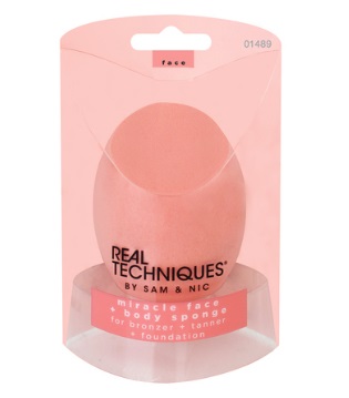 Real Techniques Miracle Face Body Sponge - Spugna Priva di Lattice per Trucco Viso e Corpo, Ideale per Illuminanti e Bronzer