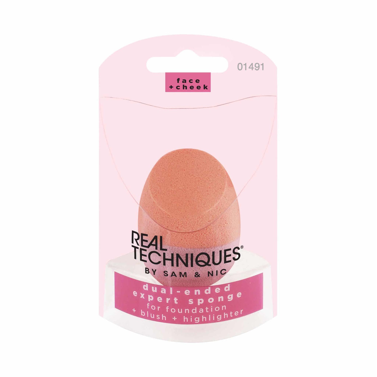 Real Techniques Spugna Doppia Estremità per Trucco - Applicazione Fondotinta, Illuminatore e Fard, Priva di Lattice