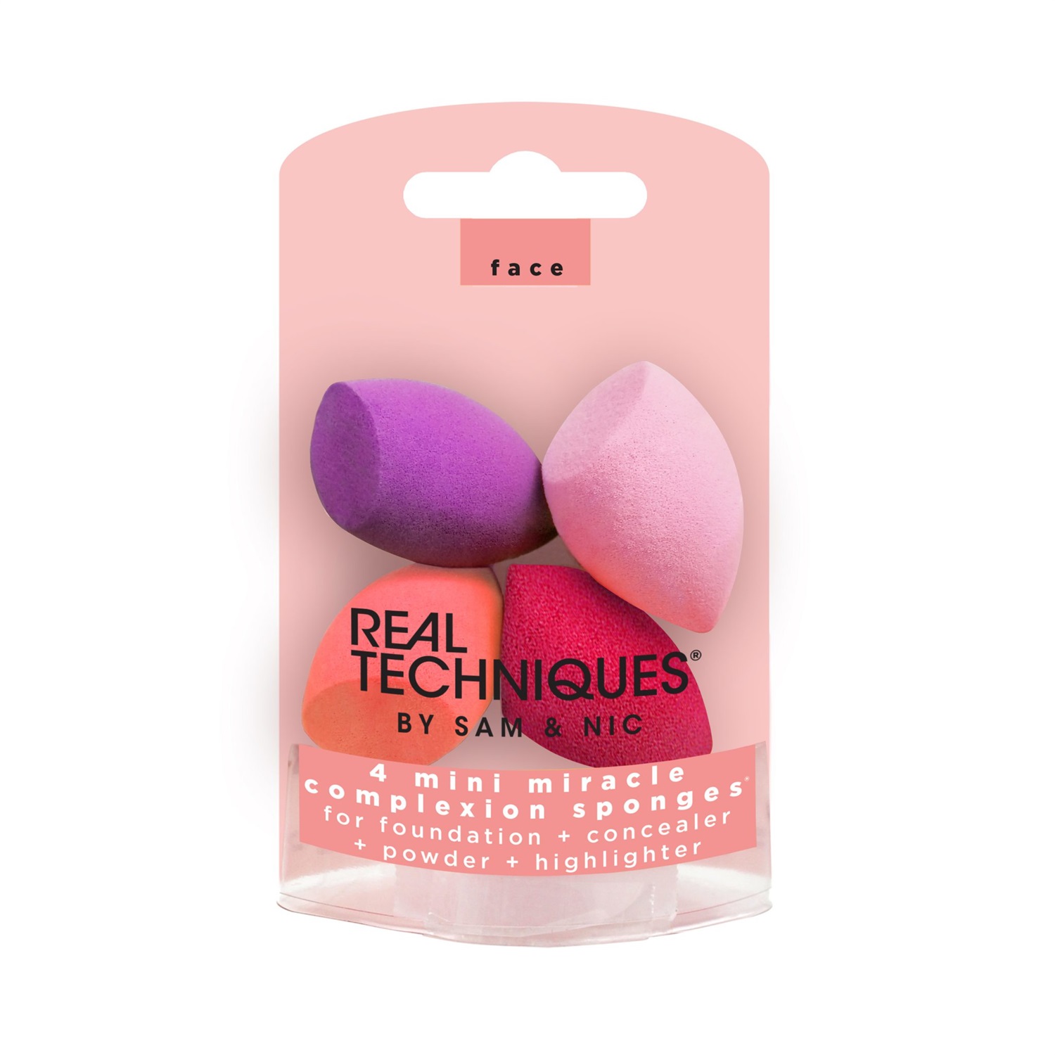 Real Techniques Mini Miracle Complexion Sponges - Set di 4 Spugne per Fondotinta con Tecnologia Antimicrobica