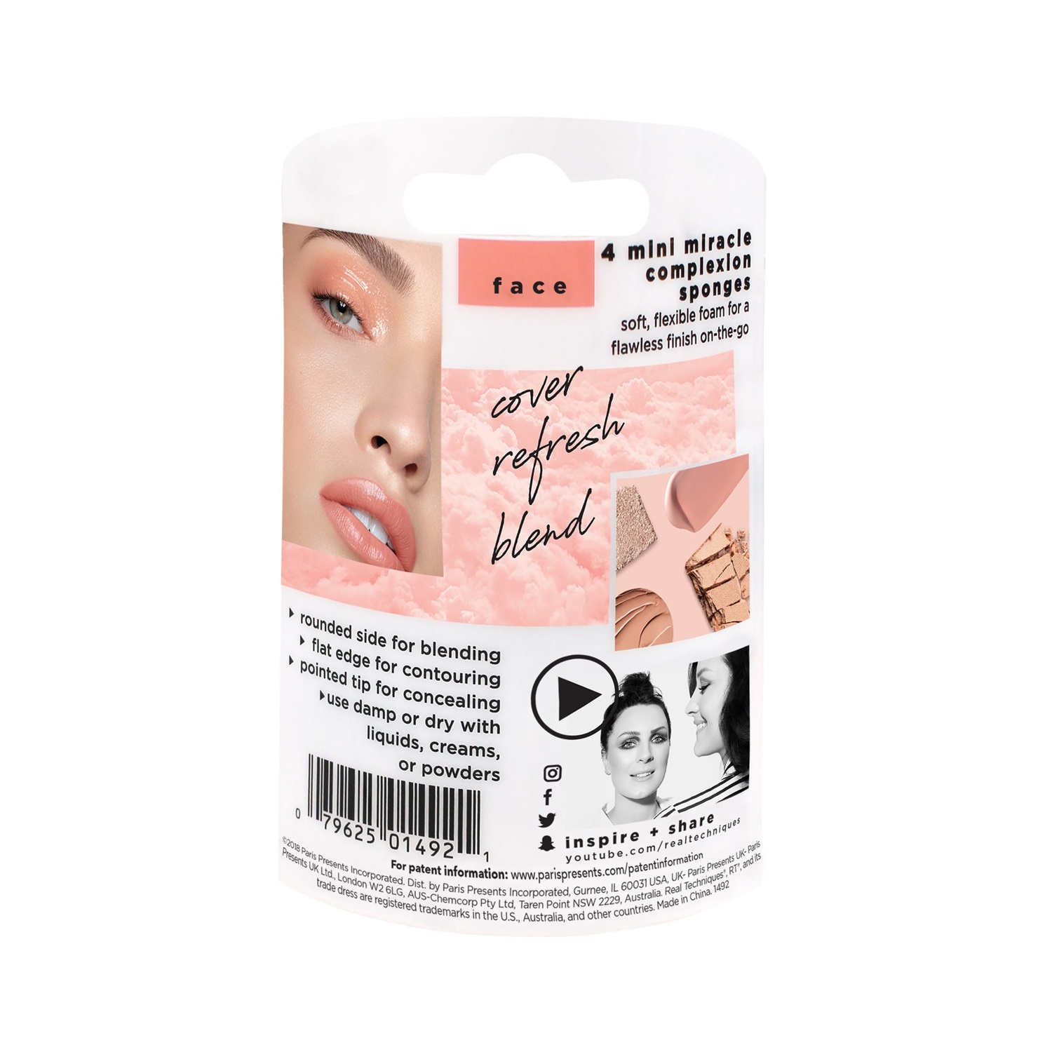Real Techniques Mini Miracle Complexion Sponges - Set di 4 Spugne per Fondotinta con Tecnologia Antimicrobica