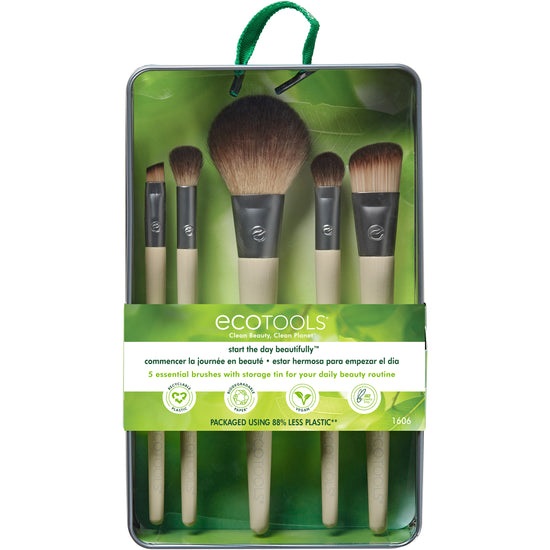 EcoTools Start The Day Beautifully - Set di Pennelli per il Trucco Eco-Friendly (5 o 6 pz)