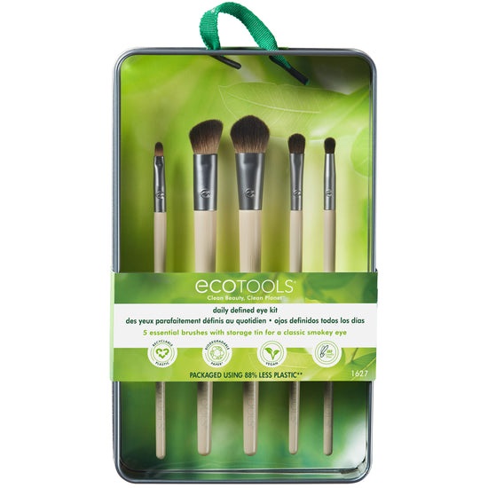 EcoTools Daily Defined Eye Shadow Makeup Set - Kit per Make-up Quotidiano con 5 Pennelli e Vassoio Portaoggetti