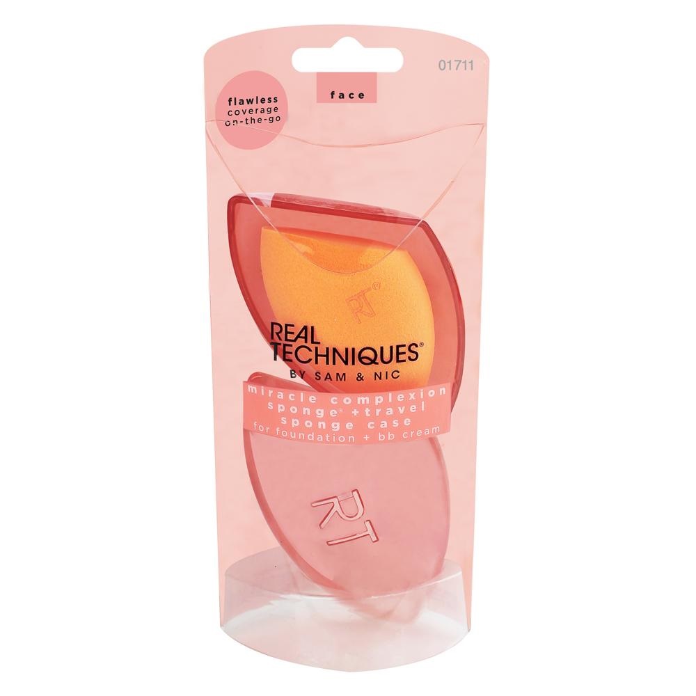 Real Techniques Miracle Complexion Sponge - Spugna per Trucco Multifunzionale 3 in 1 con Custodia da Viaggio