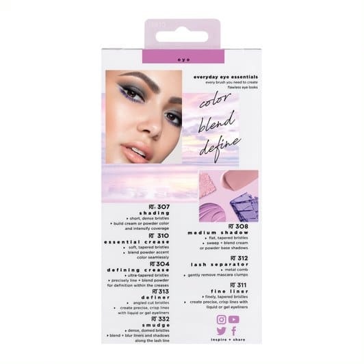Real Techniques Everyday Eye Essentials - Set di 8 Pennelli per Trucco Occhi