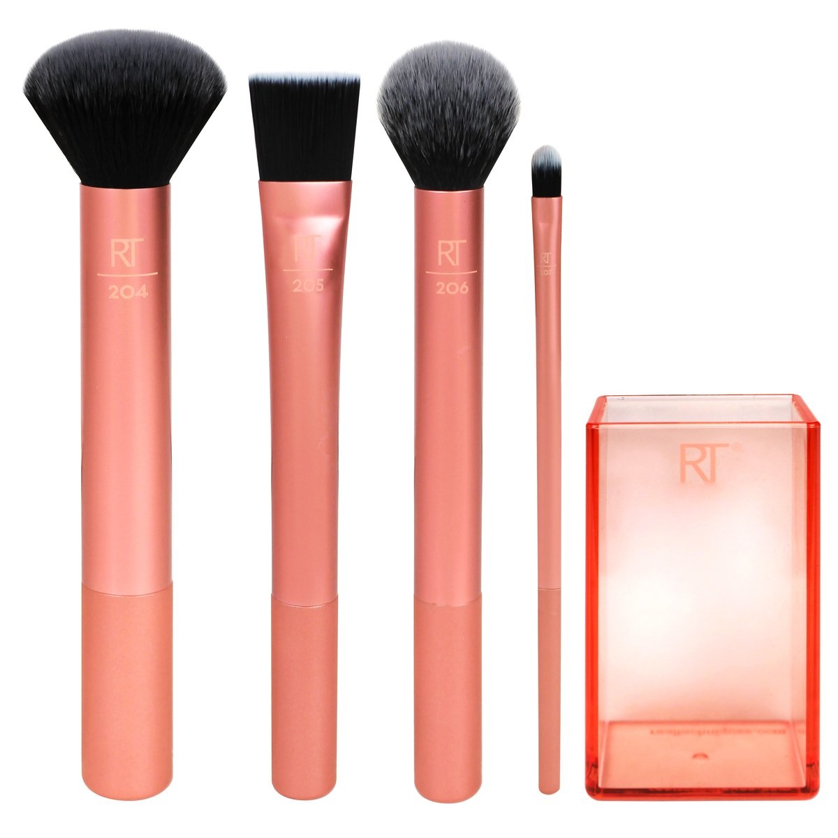 Real Techniques Flawless Base Set - 4 Pennelli per Base Trucco con Contour Brush, Square Foundation Brush, Detailer Brush e Buffing Brush
