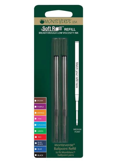 Monteverde J242301 Ricaricatore Gel per Penna Montblanc - Blister da 2 Pezzi, Punta Media, Inchiostro Nero