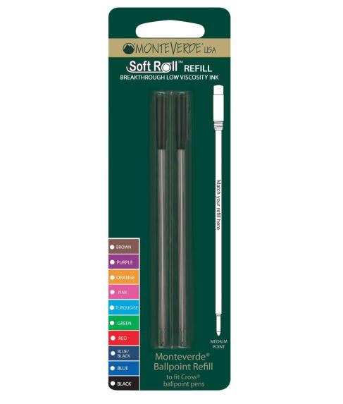 Monteverde Ricarica Penna a Sfera Nero - Tratto 1 mm, Confezione da 2