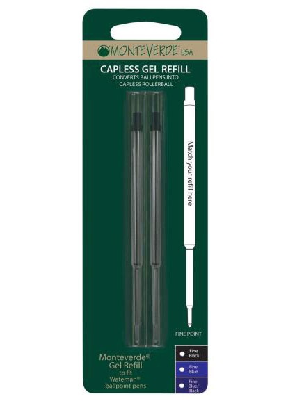 Monteverde J241203 Refill Gel per Penna a Sfera Parker - Blu - Punta Fine - Conf. 2 Pezzi